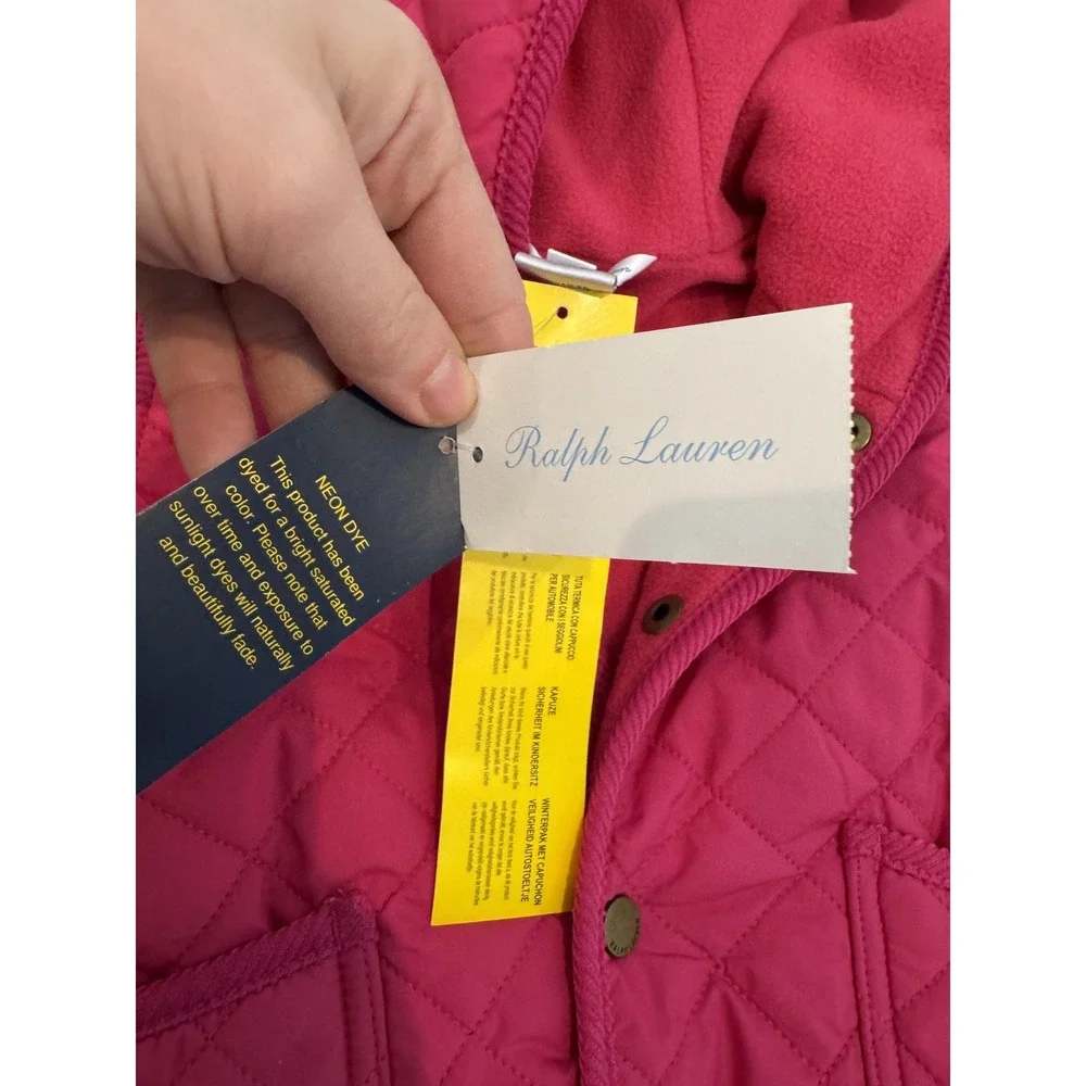 Ralph Lauren Bunting Infant 9M‎ Sport Pink Quilted Hooded Footed Snowsuit